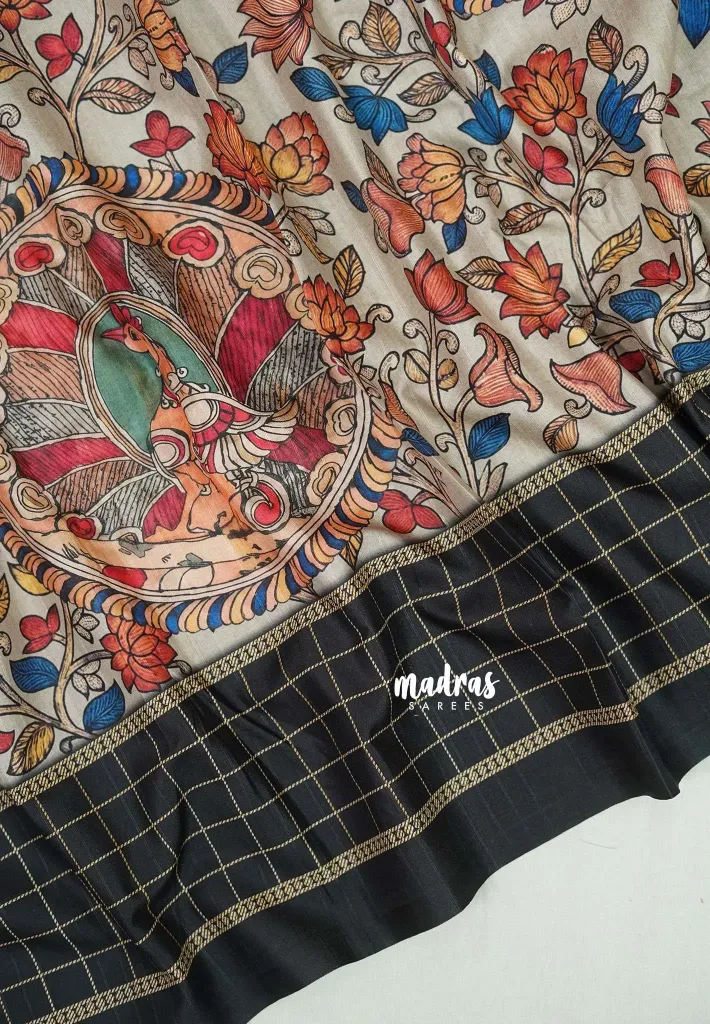 Midnight Black Handcrafted Printed Saree