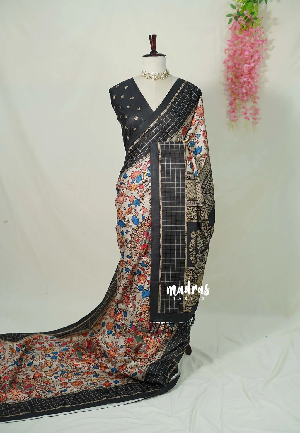 Midnight Black Handcrafted Printed Saree