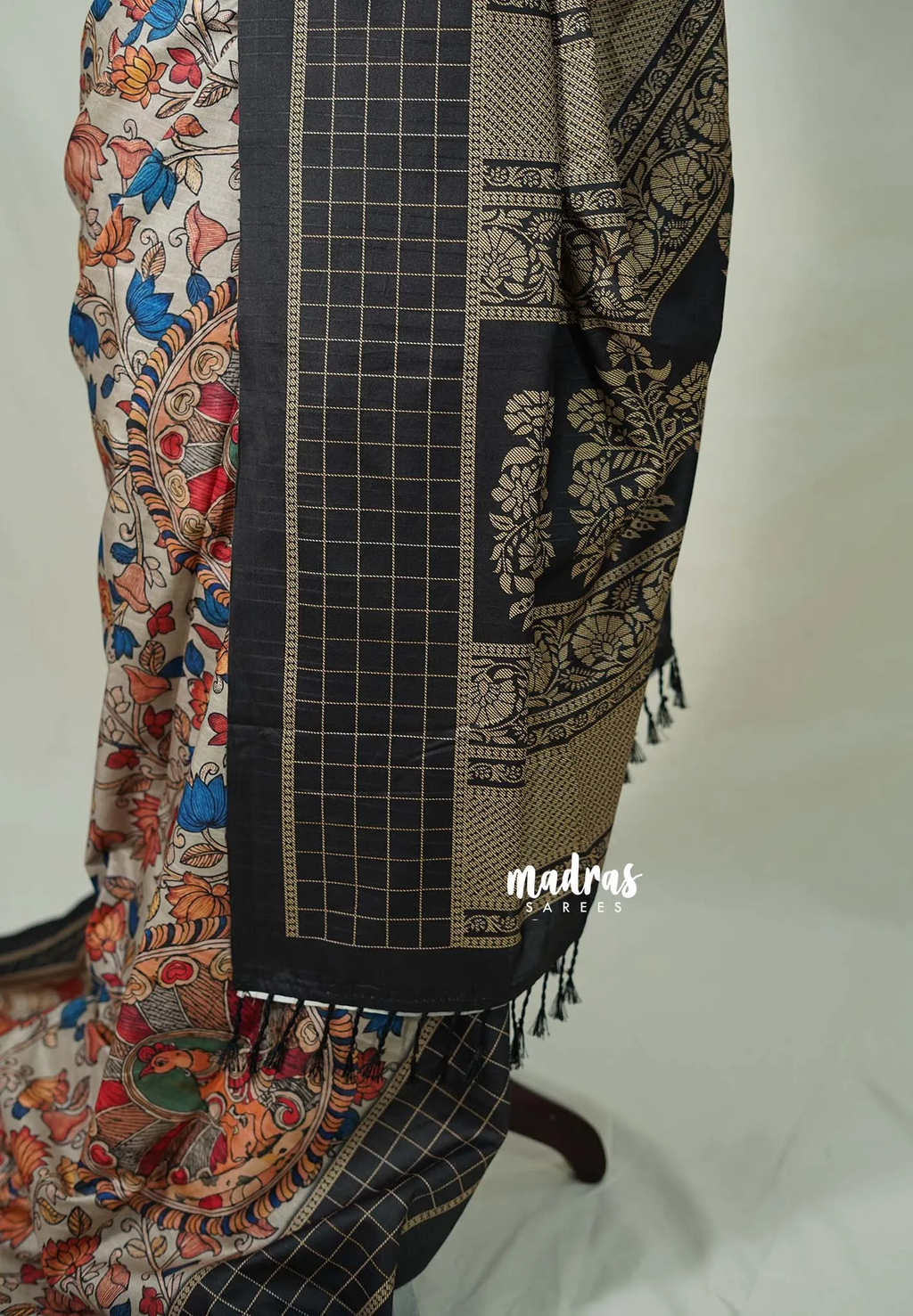 Midnight Black Handcrafted Printed Saree