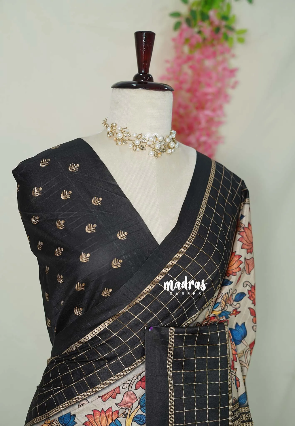 Midnight Black Handcrafted Printed Saree