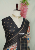 Midnight Black Handcrafted Printed Saree