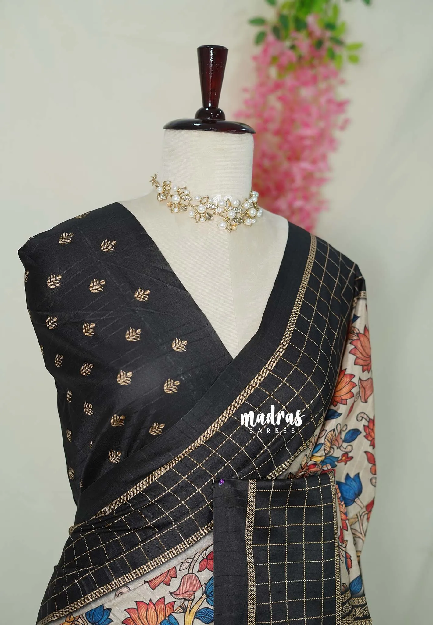 Midnight Black Handcrafted Printed Saree