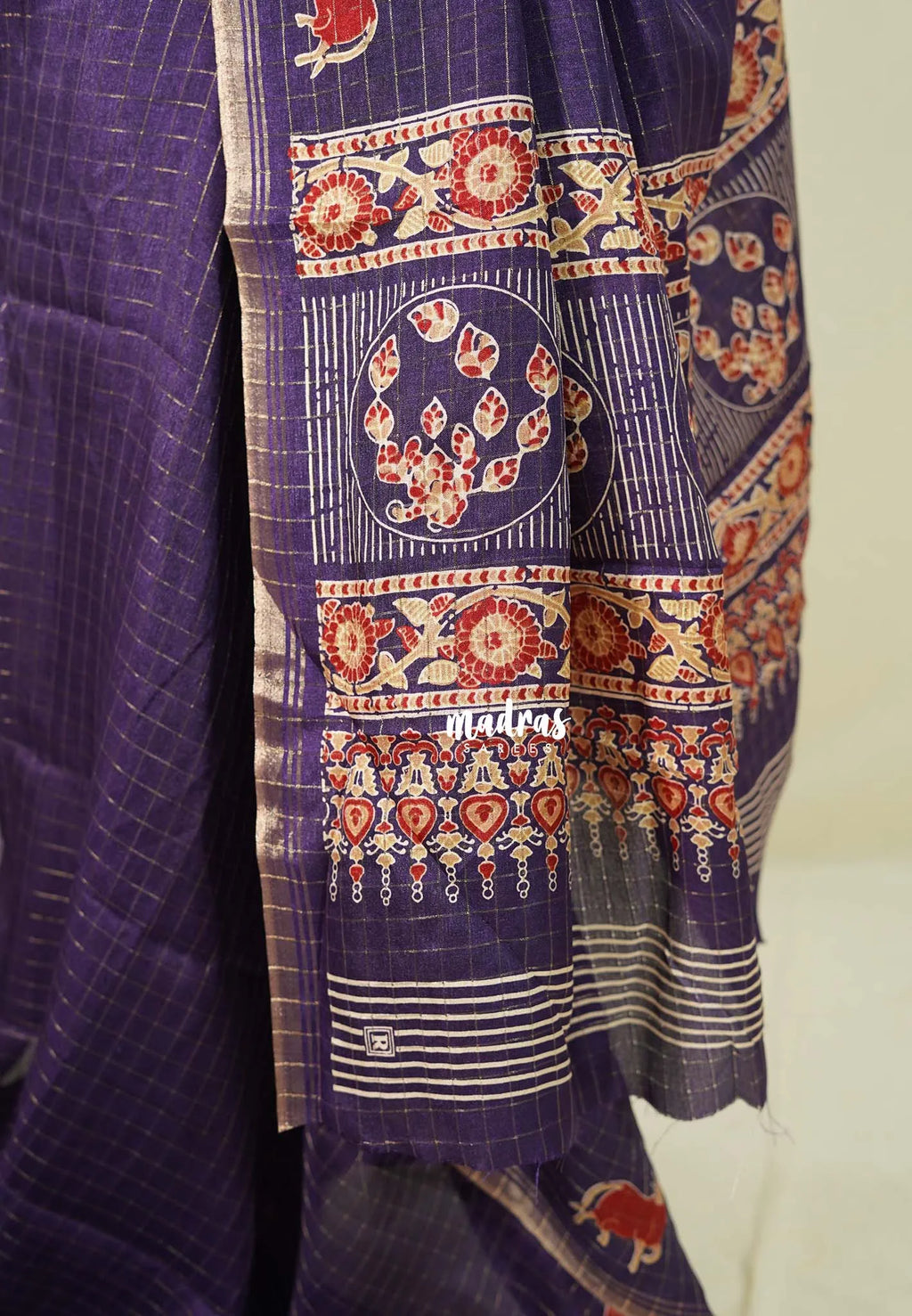 Royal Purple Handloom Cotton Saree with Traditional Border
