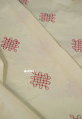 Off White Handloom Cotton Saree with Red Woven Motifs